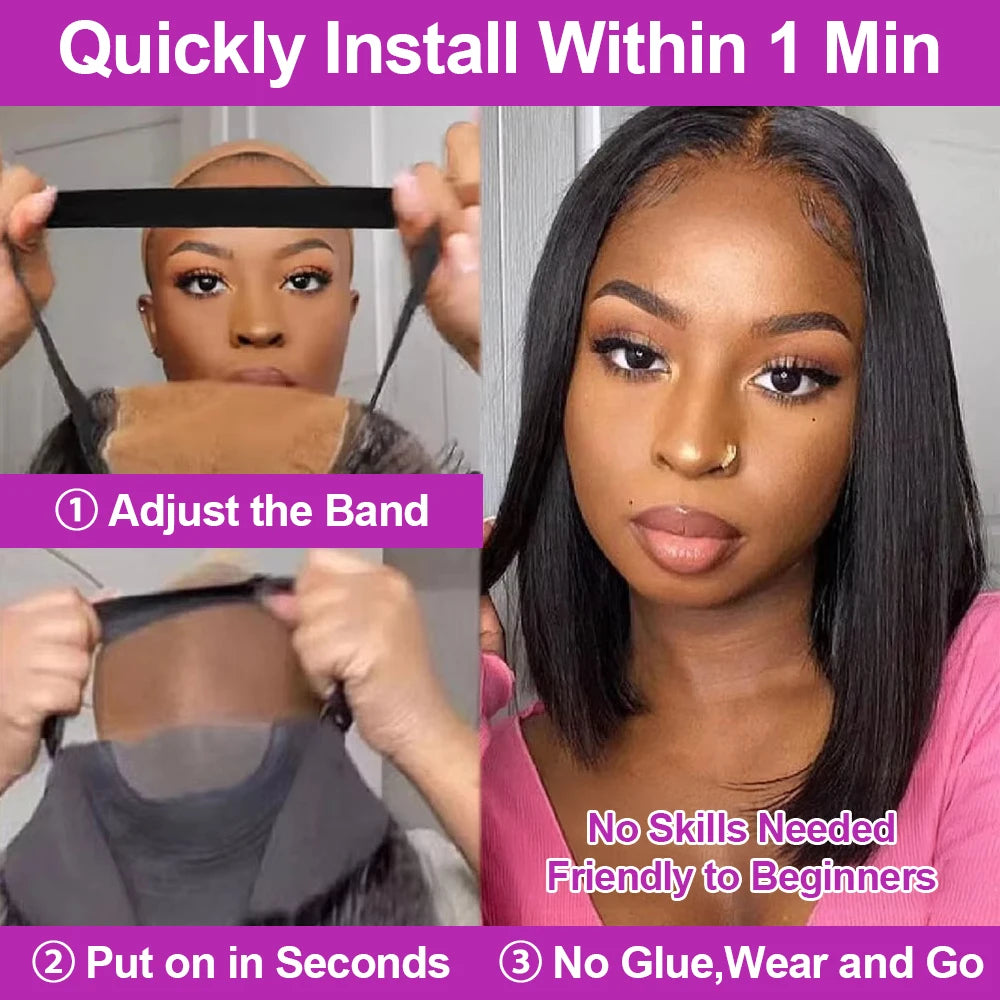 Brazilian Bone Straight Short Bob 13x4  Human Hair Wigs