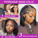 Brazilian Bone Straight Short Bob 13x4  Human Hair Wigs