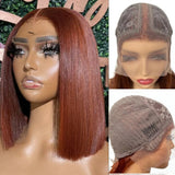 Brown Brazilian Remy Short Straight Bob Human Hair Lace Wig