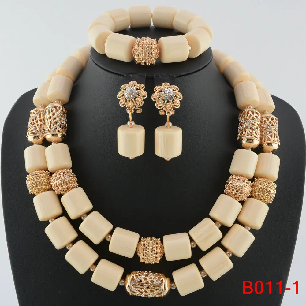 white crystal bead jewelry set 