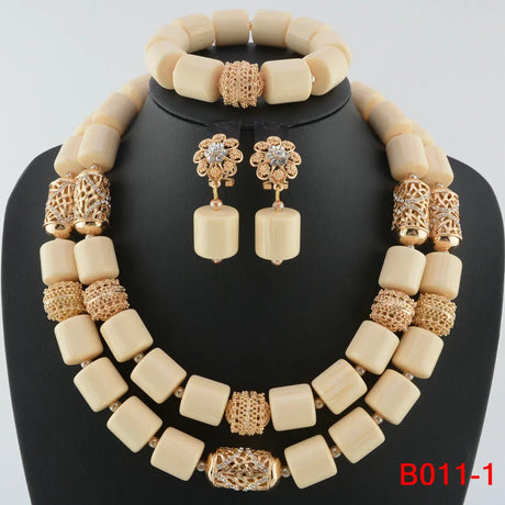 white crystal bead jewelry set 