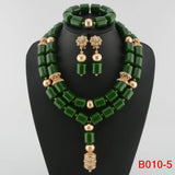 green crystal bead jewelry set 