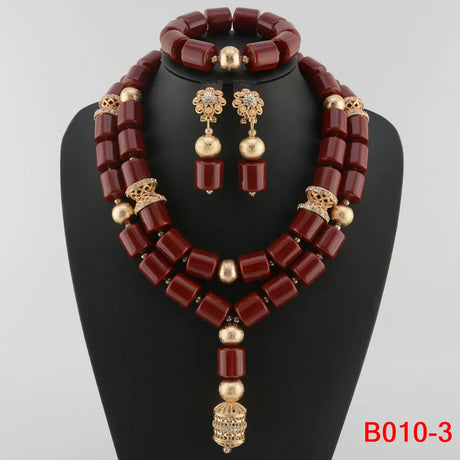 brown crystal bead jewelry set 