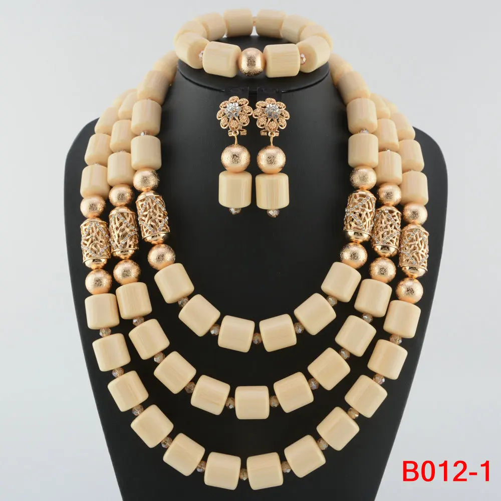 white crystal bead jewelry set 