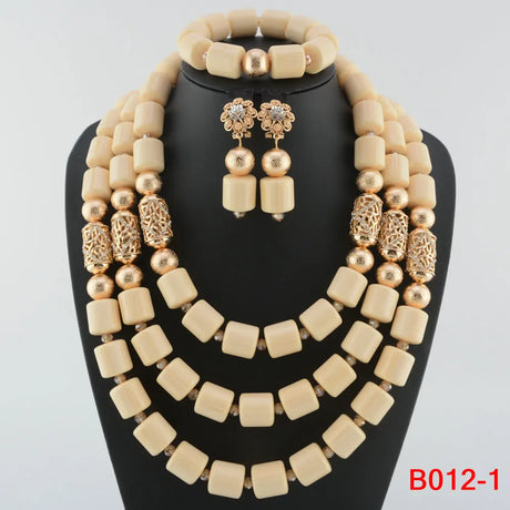 white crystal bead jewelry set 