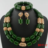 green crystal bead jewelry set 