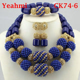 blue crystal bead jewelry set 