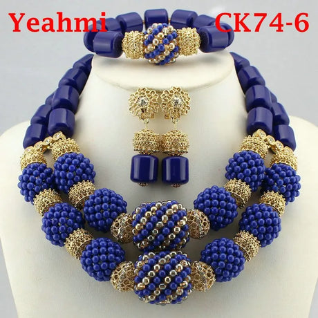 blue crystal bead jewelry set 