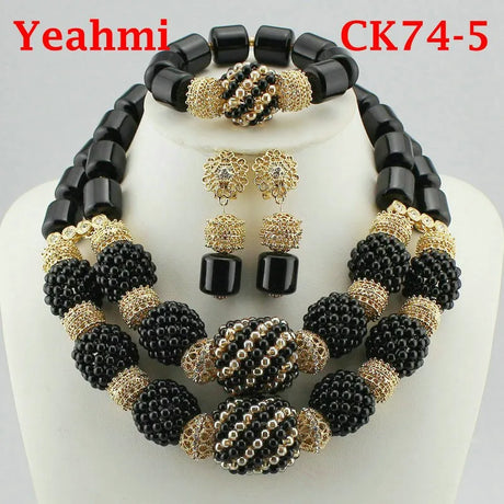 back crystal bead jewelry set 