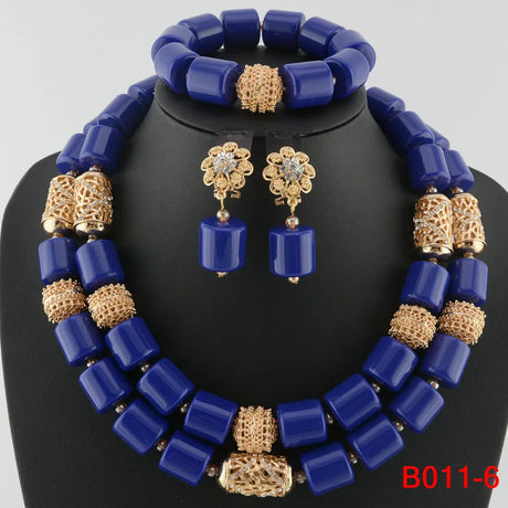 blue crystal bead jewelry set