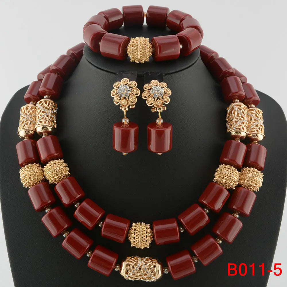 brown crystal bead jewelry set 