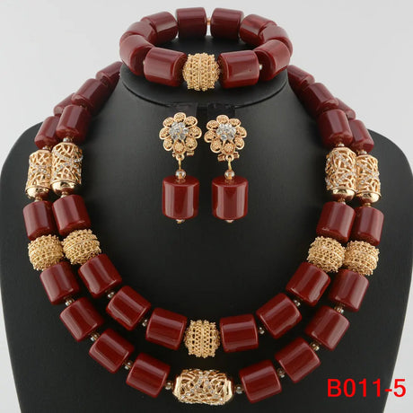 brown crystal bead jewelry set 
