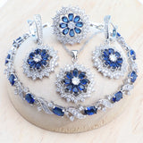 Blue Bridal Cubic Zirconia Necklace Set