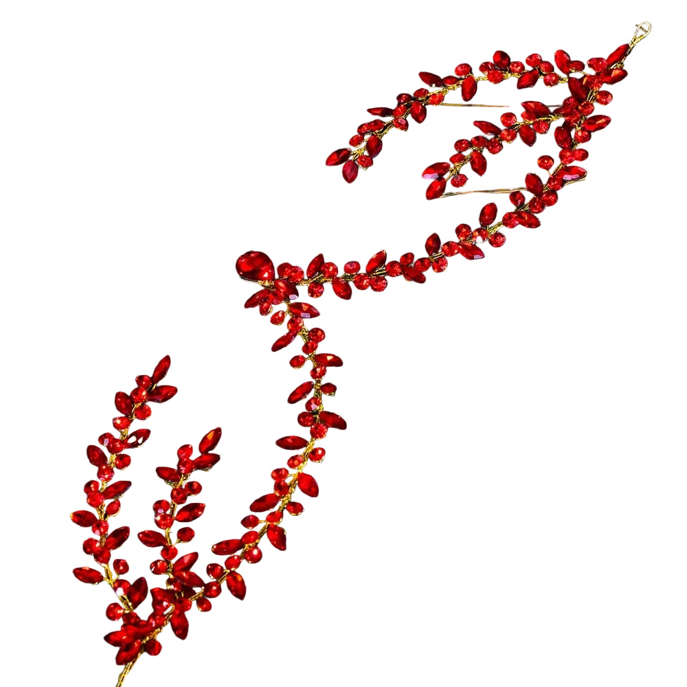 Red Bridal Rhinestone Water Drop Headwear
