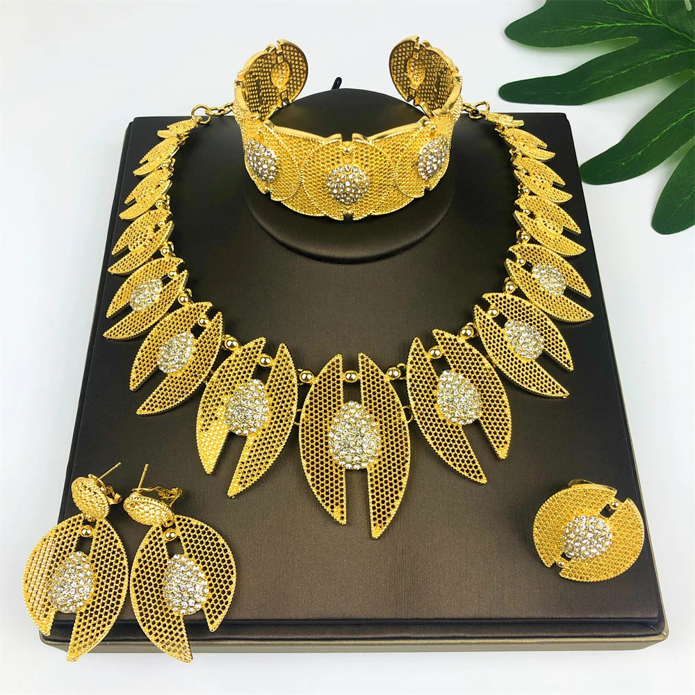 Bridal Vintage Flower 18K Gold Plated Jewelry Set