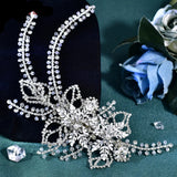 White Bridal Wedding Headpiece Shining Headband Crystal Hair Clip
