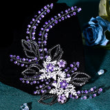 purple Bridal Wedding Headpiece Shining Headband Crystal Hair Clip