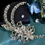 Gold Bridal Wedding Headpiece Shining Headband Crystal Hair Clip
