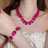 Pink Bride Crystal Clear Jewelry Sets