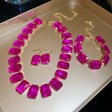 Pink Bride Crystal Clear Jewelry Sets