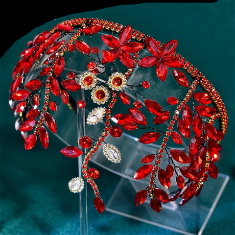 Red bridal hair piece 
