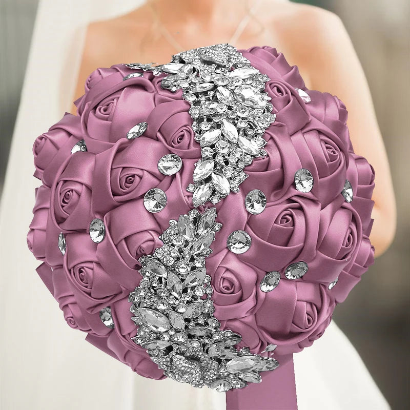 Pink Brooch Rhinestone Bridal Bouquets
