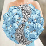 Blue Brooch Rhinestone Bridal Bouquets