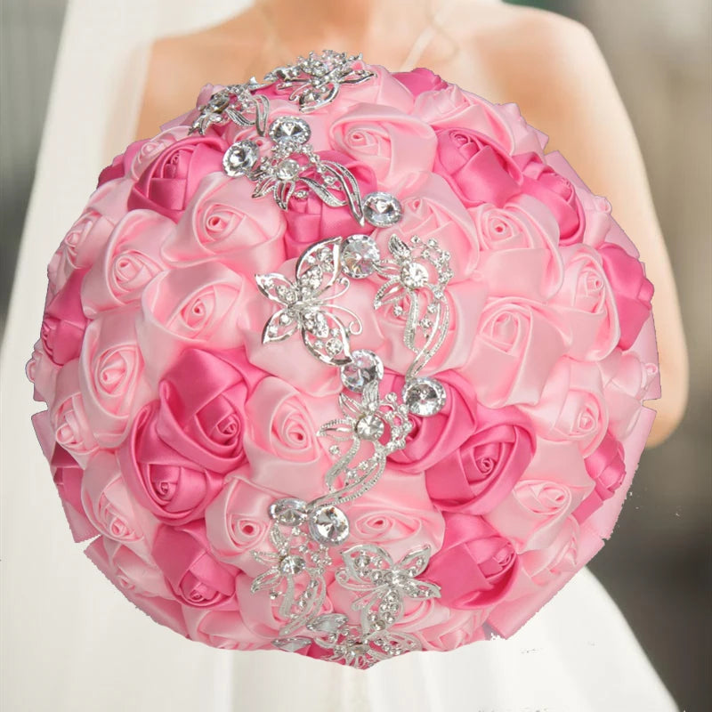 Pink Brooch Rhinestone Bridal Bouquets
