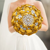 Gold Brooch Rhinestone Bridal Bouquets