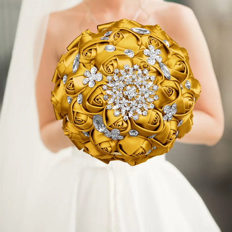 Gold Brooch Rhinestone Bridal Bouquets