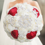 White Red Brooch Rhinestone Bridal Bouquets