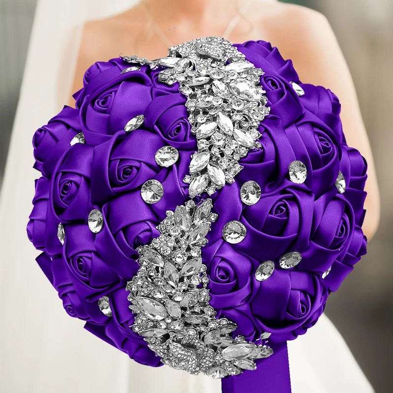 Violet Brooch Rhinestone Bridal Bouquets
