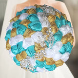 Blue Gold Brooch Rhinestone Bridal Bouquets