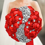 Red Brooch Rhinestone Bridal Bouquets