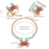 Brooch Rhinestone Inlaid Enamel Crab Necklace Bracelet