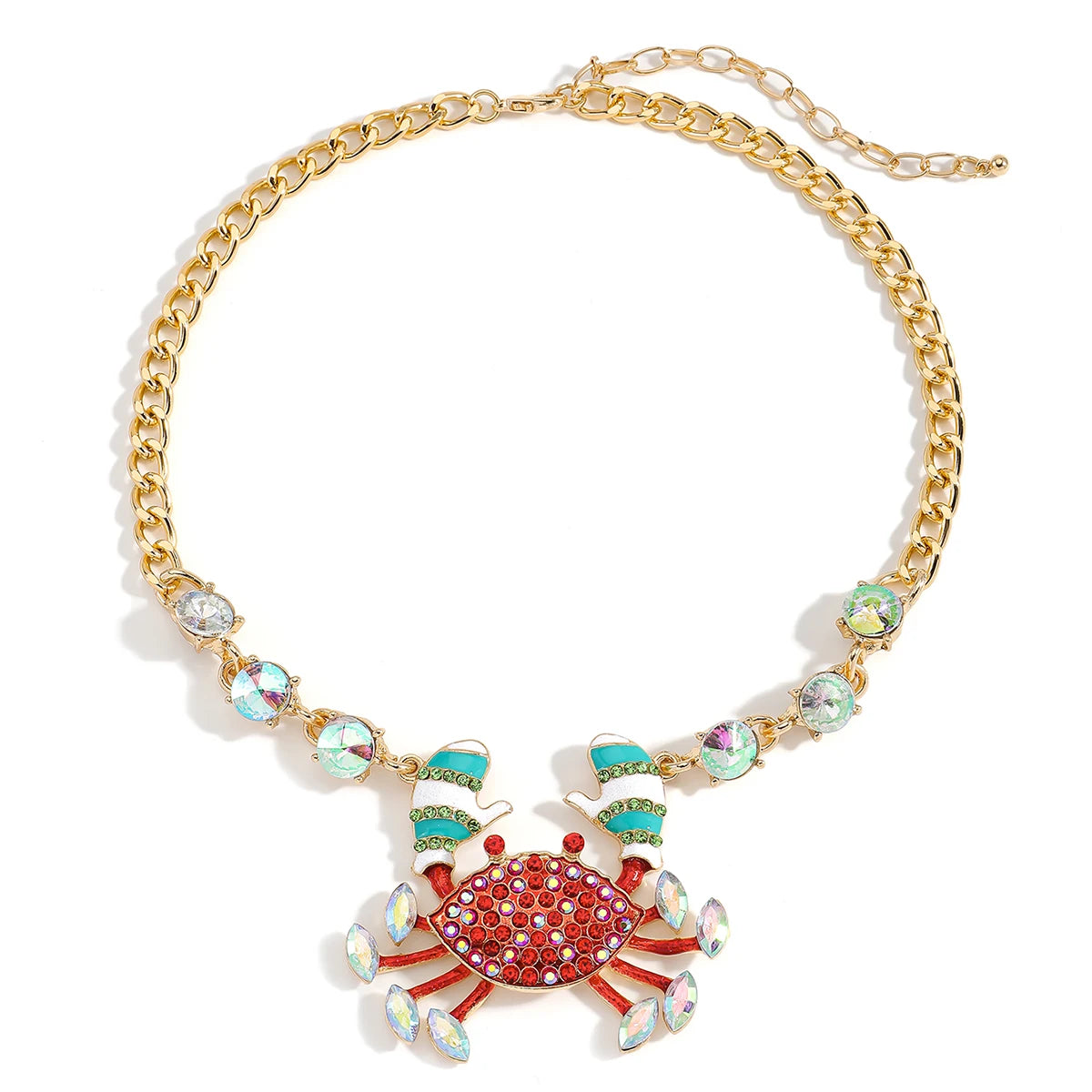 Brooch Rhinestone Inlaid Enamel Crab Necklace Bracelet
