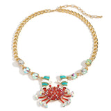 Brooch Rhinestone Inlaid Enamel Crab Necklace Bracelet
