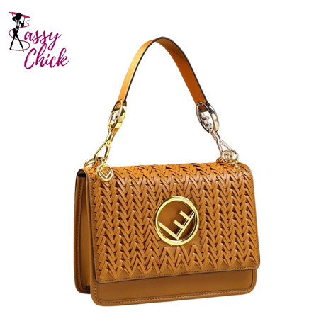 Brown Knitted Premium Shoulder Bag Sassy Chick Logo