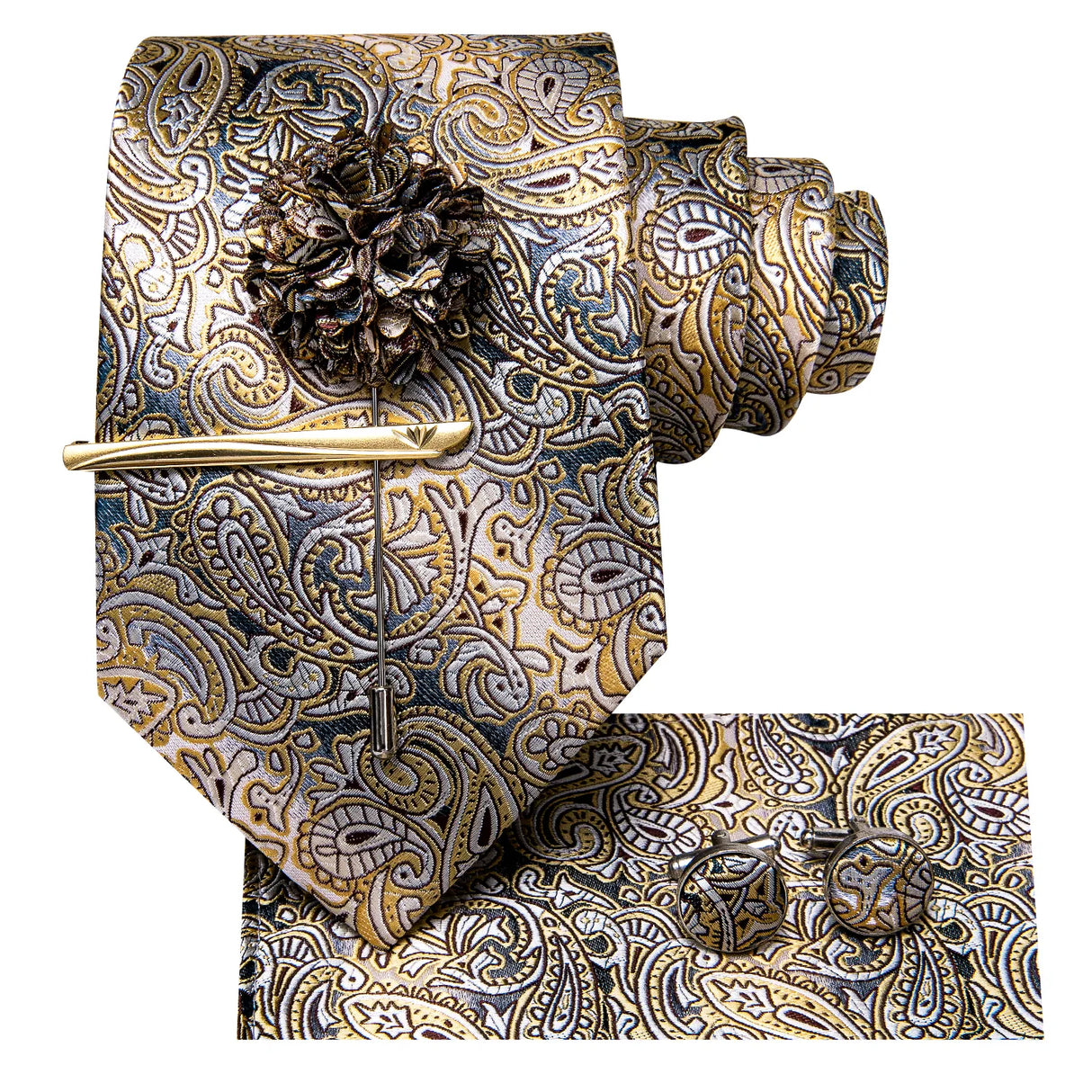 Brown Paisley Silk Necktie