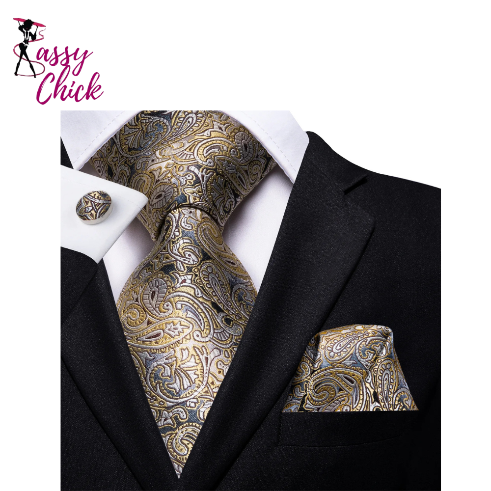 Brown Paisley Silk Necktie Sassy Chick Logo