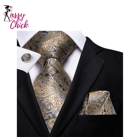 Brown Paisley Silk Necktie Sassy Chick Logo
