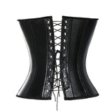 Buckles Steel Boned Steampunk Leather Corset Black Back
