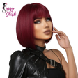 Burgundy Bob Bob Synthetic Wig with Bangs Sassy Chick Logo