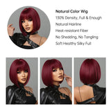 Burgundy Bob Bob Synthetic Wig with Bangs
