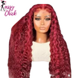 Burgundy Brazilian Deep Wave Human Hair Curly Wigs Sassy Chick Logo