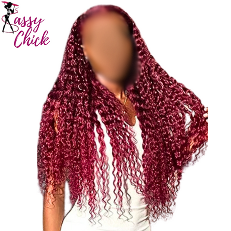 Burgundy Deep Wave Lace Front Human Hair Wig Sassy Chick Logo