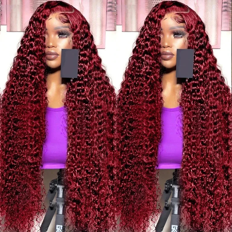 Burgundy Deep Wave Lace Front Human Hair Wig