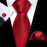 Burgundy Maroon Rose Jacquard Hanky Cufflinks Necktie