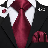 Burgundy Maroon Rose Jacquard Hanky Cufflinks Necktie