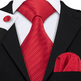 Burgundy Maroon Rose Jacquard Hanky Cufflinks Necktie